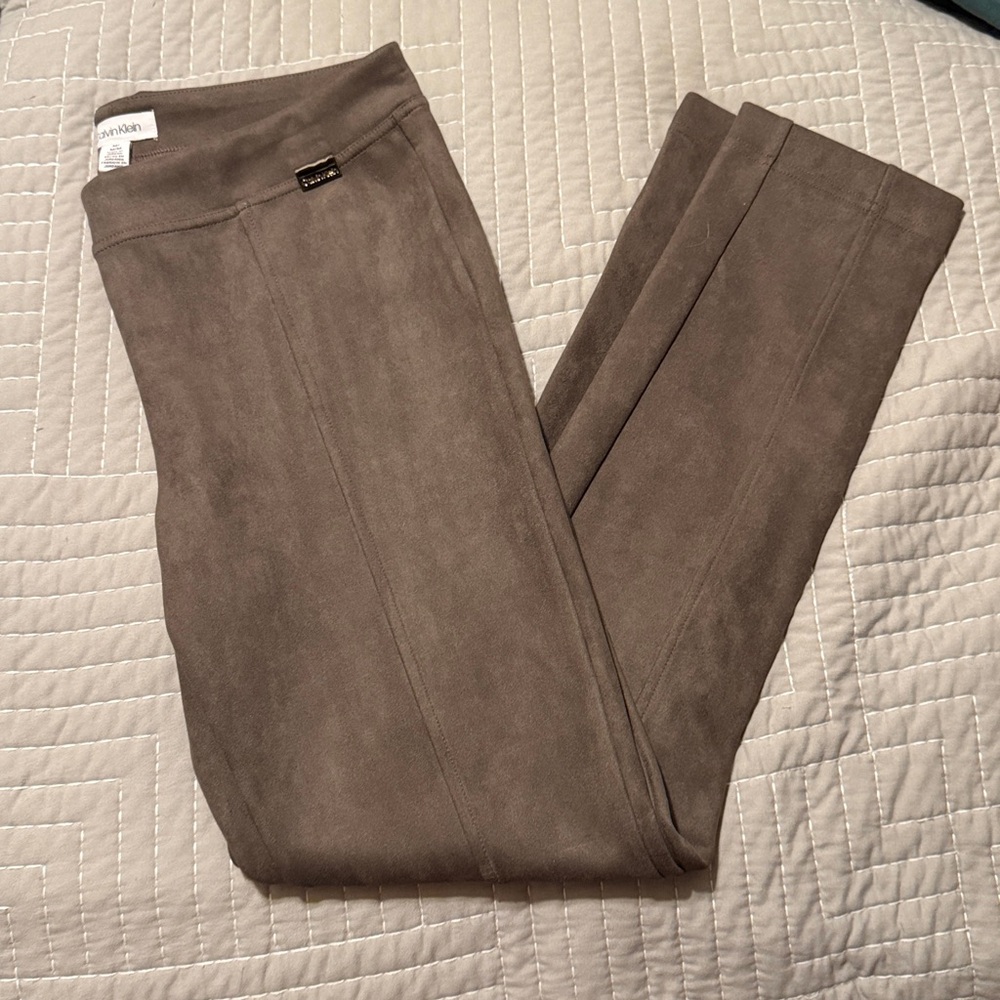 Calvin Klein Suede Pants Soft Luxury Leather-Look Trousers Medium - Picture 2 of 5